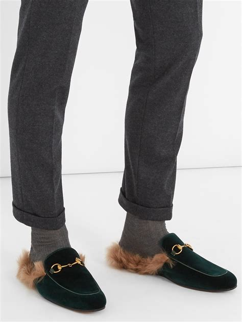 gucci velvet princetown loafers|princetown genuine shearling loafer mule.